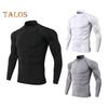 Мужской спортивный топ 3D Slim Fit с высокой эластичностью и воротником-стойкой, быстросохнущий, с длинными рукавами, облегающий, компрессионный, для коррекции фигуры, для бега, баскетбола, спортзала