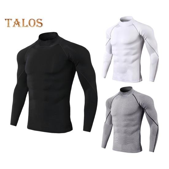 Мужской спортивный топ 3D Slim Fit с высокой эластичностью и воротником-стойкой, быстросохнущий, с длинными рукавами, облегающий, компрессионный, для коррекции фигуры, для бега, баскетбола, спортзала