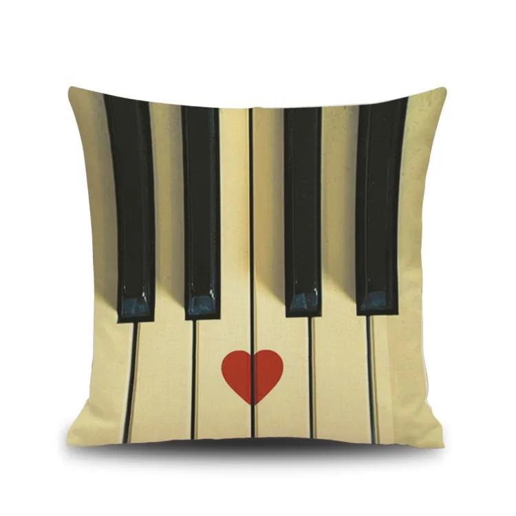 45X45CM Piano Key Wonderful Notes Decorative Pillowcase Car Sofa Art Piece Office Seat Cushion Cover Home Decoration