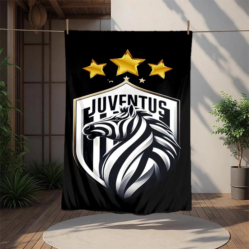Juventus Football Flannel Blanket Soft Warm All-Season Throw, Design for Camping, Car Travel, Hiking Sofa, Bed, Office Perfect Gift for Parties