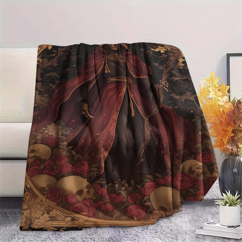 skeleton Print Flannel Blanket,High quality Comfortable for All Seasons,Home Decor,Warmth and Comfort,Perfect for Christmas Gifts