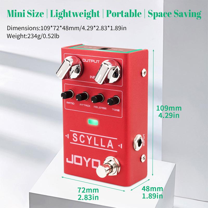 JOYO R-27 SCYLLA Bass Compressor Pedal High Dynamic Control Range Studio-grade Bass Guitar Pedal with ATTACK/RELEASE/RATIO Knobs