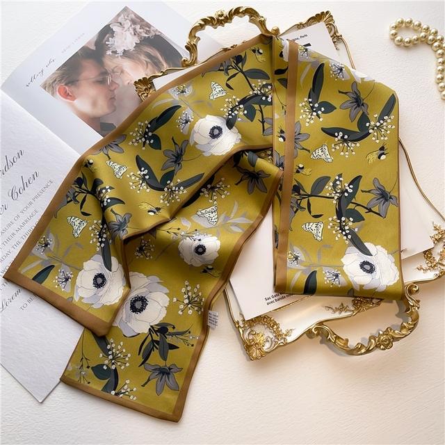 Silk Ribbon Scarf Satin Headkerchief Luxury Long Hair Hand Design Fashion Print Wrist Foulard Bandana Neck Tie Scarves
