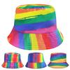 Hat Rainbow Color-block Hat Reversible Wearable Basin Hat Summer Outdoor Sun Hat Fashion Colorful