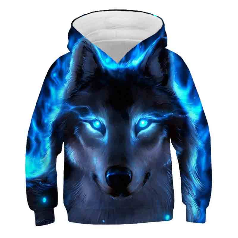 2024 Новый Wolf 3D Printed Hoodie Boys Весна Осень Повседневный свитер для мальчиков Спортивный костюм Модная одежда для мальчиков 4-14Y Hoodies Одежда