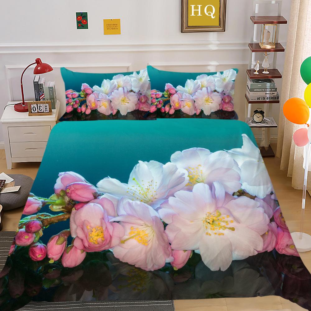 Flowers Printed Home Bedclothes Double Size Microfiber Bedspreads Gir Superior Design Comforter Cover Set