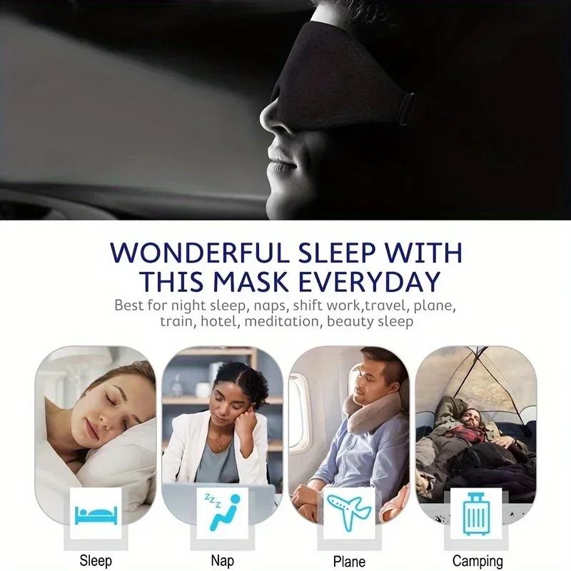 Маска для сна 3D Contoured Eye Mask для мужчин и женщин - Мягкая, успокаивающая, комфортная, для путешествий, йоги, сна - Черная
