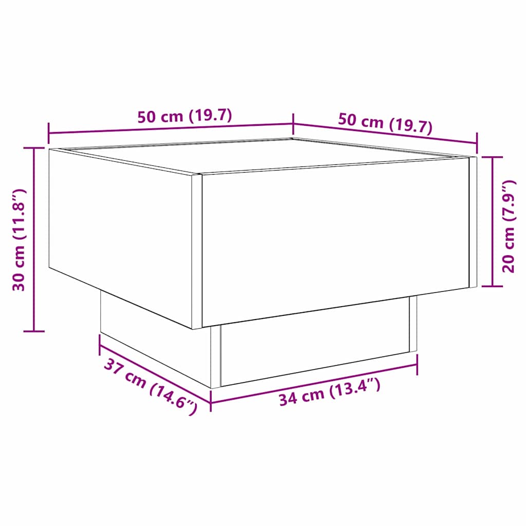 Artisan Oak Coffee Table 50 x 50 x 30 cm Wood Based Material
