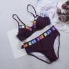 Новый летний женский комплект бикини с цветными блоками и высокой талией, плавки, повседневная женская пляжная одежда, купальный костюм, купальник, нижнее белье