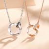 S925 Sterling Silver Couple Double Ring Necklace Fashion Special-Interest Design Sense Ring Buckle Clavicle Chain Jewelry