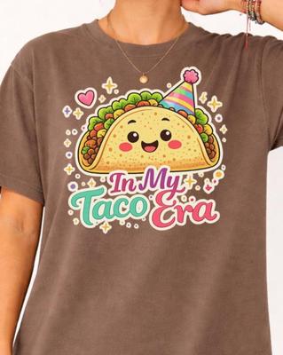 Taco Era Shirt and Kids Tshirt Cute Food Graphic Tee Funny Gift For Her Party Outfit Kawaii Style Festival Summer Shirt and Kids Tshirt