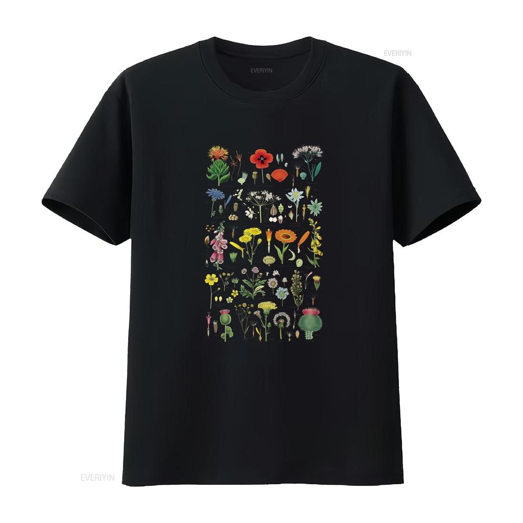 Flowers Variations T Shirt British Wildflowers Retro Cool Top vintage Washed designer clothes graphic Unisex Versatile