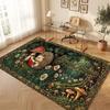 Mushroom Forest Theme Crystal Velvet Floor Rug Personalized Custom Name Text Warm Carpet Home Decoration