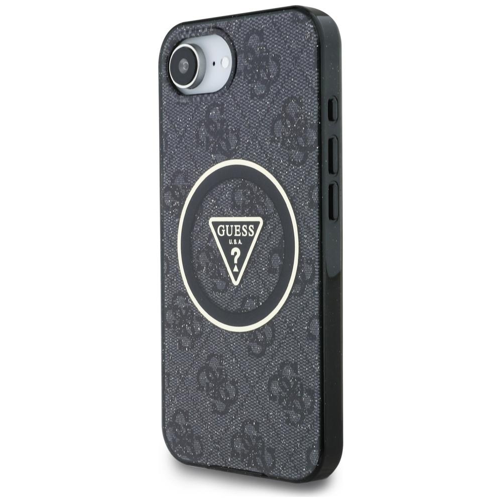 Guess IML Metal Glitter 4G Circle Triangle MagSafe Case for iPhone 16e / 17e black