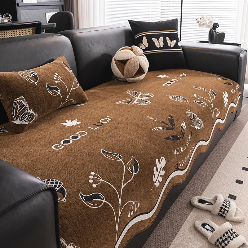 New Special-Shaped Sofa Cushion High-End Chenille Cover Towel One-Piece Fixed Non-Slip Seat Cushion Cover