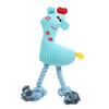 Dog Plush Toy Puppy Chewing Woven Rope Flannel Giraffe Shape Safe Cute for Pet Teeth Cleaning Sky