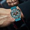 FOXBOX Military Watch Waterproof Luminous Soft Silicone Mens Quartz Wristwatches Fashion Chronograph Calendar Sport Man Watch