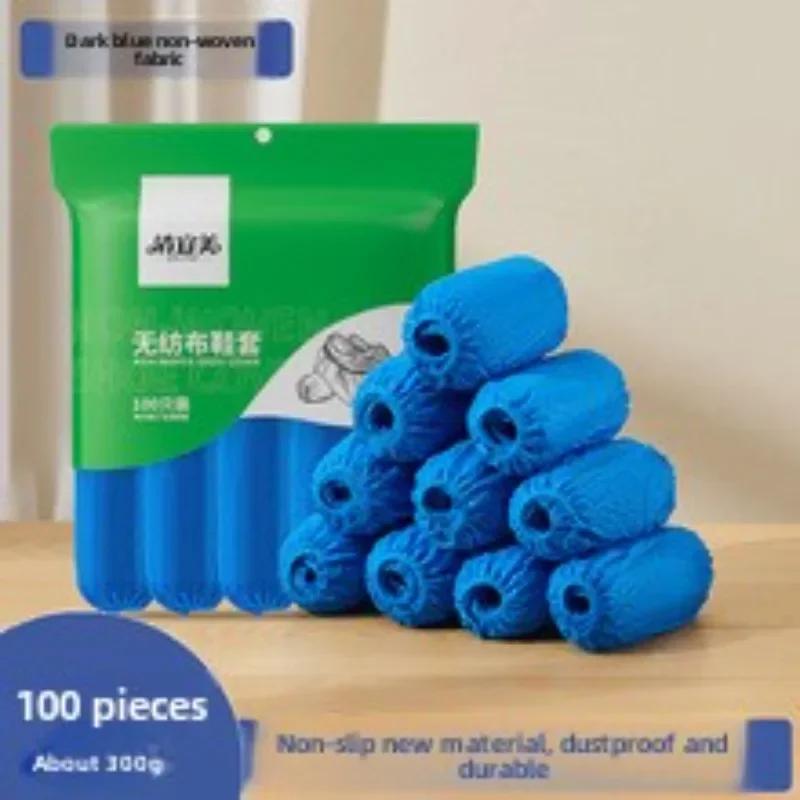 New 100pcs Disposable Boot Shoe Cover Non-Slip Stretchy Foot Booties Shoe Coverings for Workplace Indoor Carpet Floor Protection