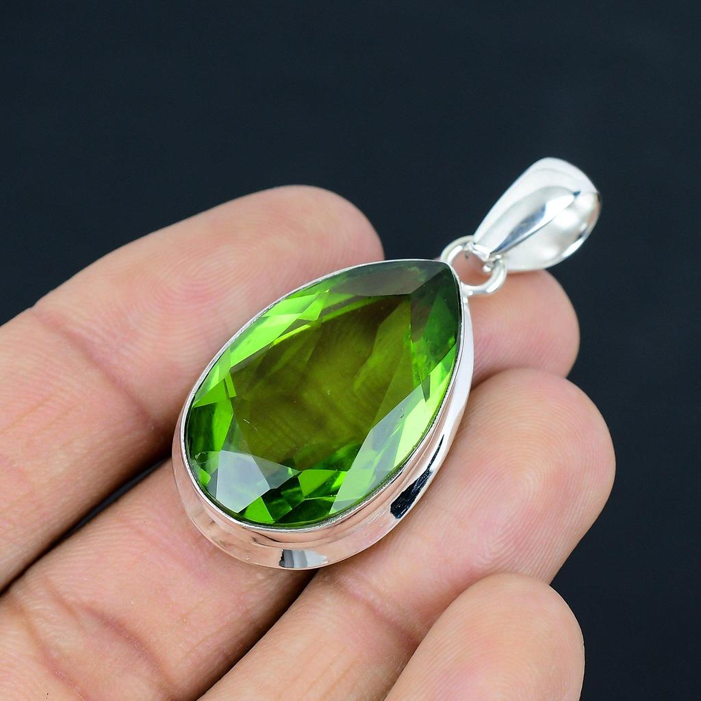 Подвеска из натурального граненого драгоценного камня перидота, серебро 925 пробы, ювелирные изделия-подвески, серебряные подвески ручной работы для подарка, пасхальный подарок