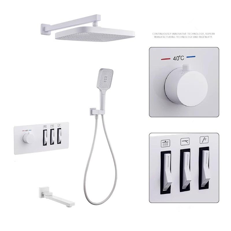 Термостатический смеситель для душа и ванны с отделкой под шлифованное золото, встраиваемый, серый, с функцией тропического душа