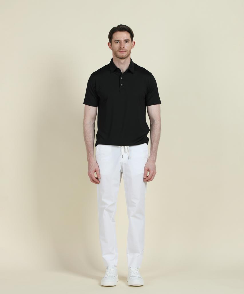 PANICALE White Poplin Elastic Waist Slim Fit Chino Pants
