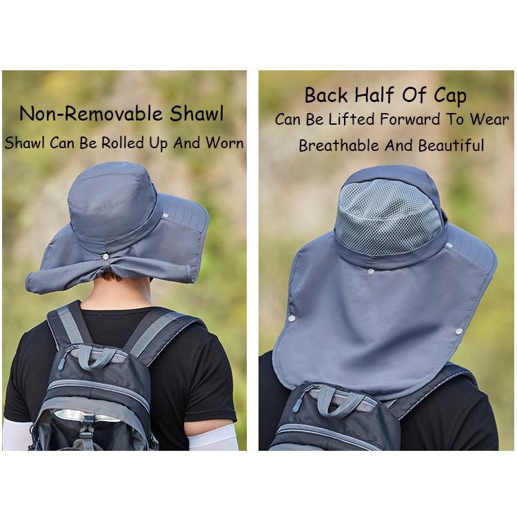 OLIKEI Summer Men's Sun Hat Breathable Quick-drying Fishing Hat Big Brim Sun Protection Face Cover Fisherman Hat Outdoor Travel Cycling Hat