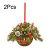 2PC Creative Christmas Wreath Hanging Basket Pendant Ornament Artificial Home Decoration Gift