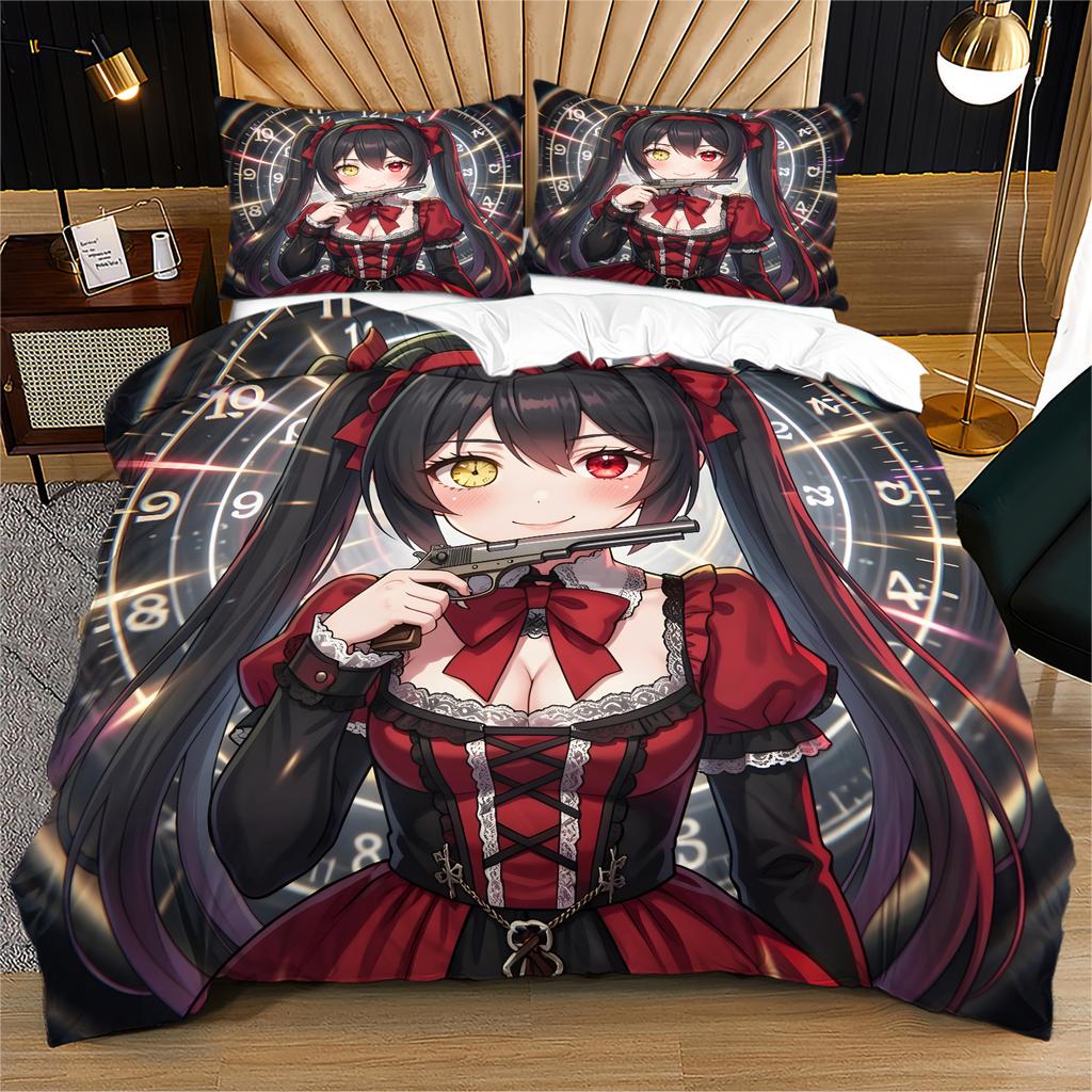 Комплект пододеяльника без наполнителя Токисаки Куруми Date A Live Аниме-принт для подростков, фанатов аниме, ежедневный декор спальни