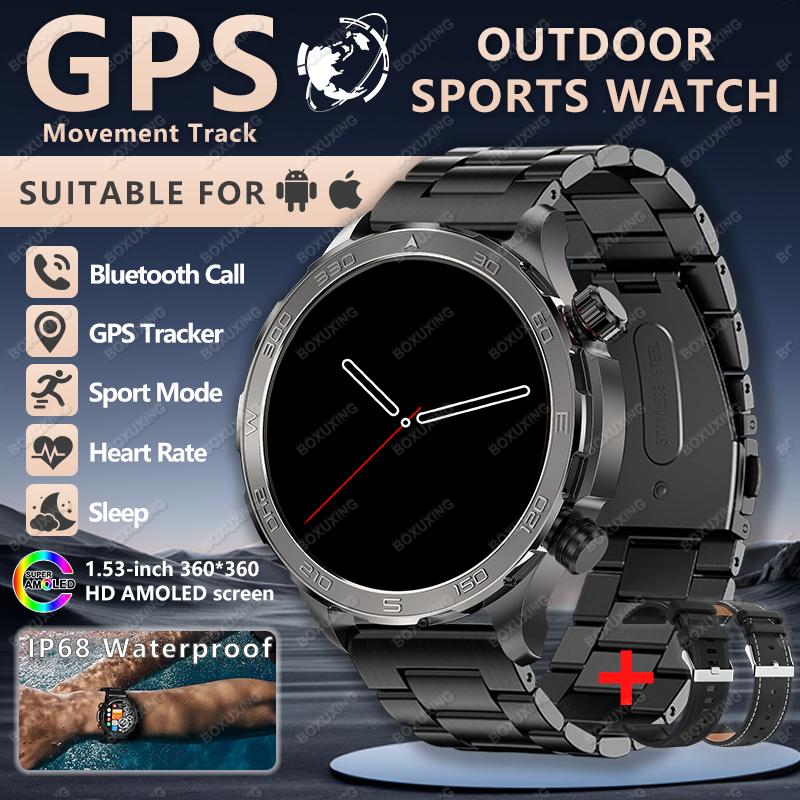 Новые спортивные смарт-часы с GPS, пульсометром, компасом, 1,53-дюймовым AMOLED-экраном, отслеживанием GPS, Bluetooth-звонками, для Android и iOS