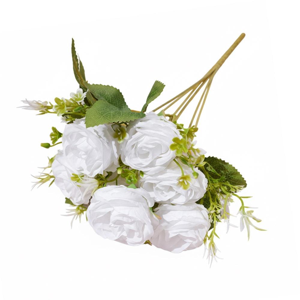 7 Heads Rose Artificial Flowers Silk Petals Green Leaves Simulation Flower Rose Multicolor Scene Landscaping Faux Rose Flower