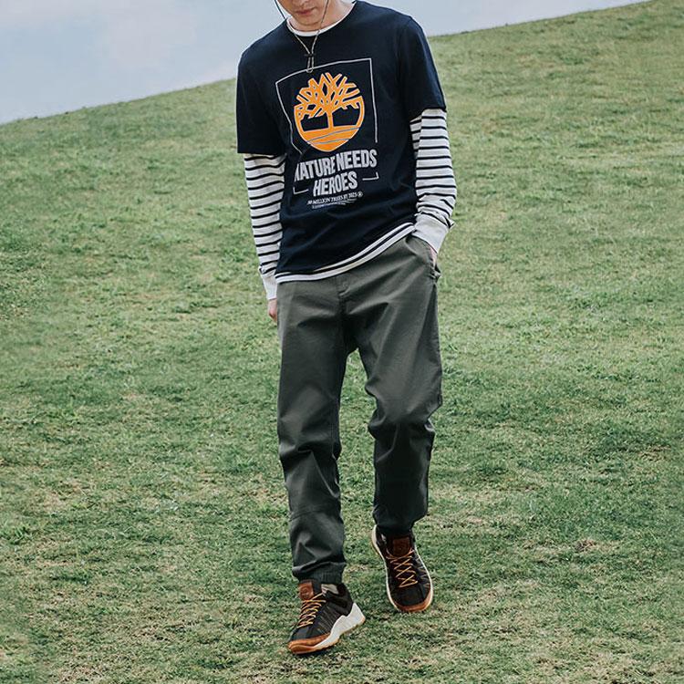 Timberland Футболка с коротким рукавом и принтом логотипа дерева для мужчин, темно-синяя, A24RF-433