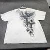 Мужская футболка Gildan Heavy Cotton 2XL Белая с графическим принтом Крылатый Череп и Крест Готическая Унисекс Футболка