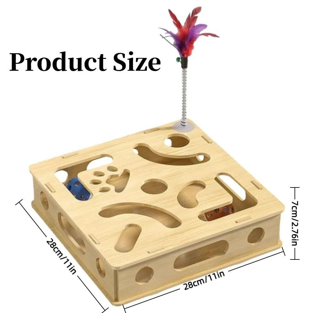 Креативная интерактивная коробка-головоломка для кошек, забавная разборная коробка-лабиринт для тренировок кошек с перьями и мячиками, игрушки-лабиринты для кошек