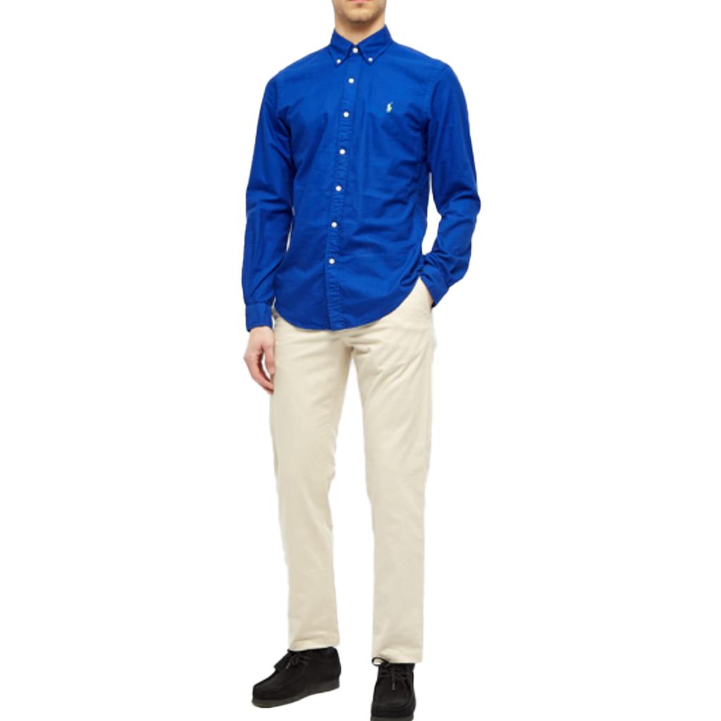 Polo Ralph Lauren Solid Color Point Collar Long Sleeve Shirt Men Shirts Blue 710776635001