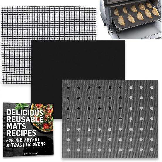 Reble Liners for Toaster Oven Air Fryer 9 x 11 Accessories Compatible with Breville, Black & Decker, Cuisinart, Emeril Lagasse + More, Perforated