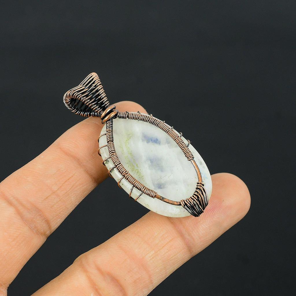 Древо Жизни Дендриты Опал Драгоценный Камень Медная Проволока Обертка Кулон Ручной Работы Ювелирные Изделия Подарок