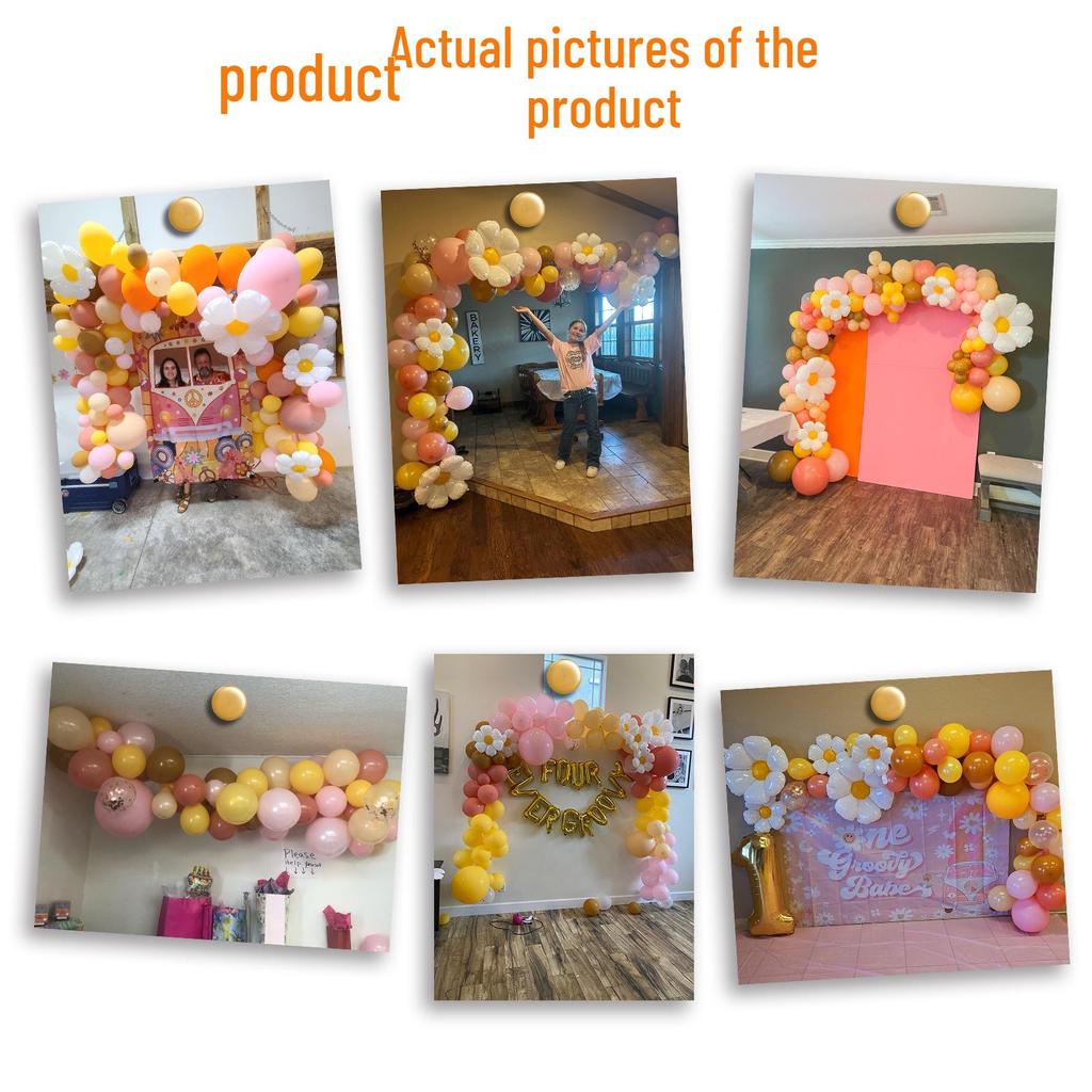 Розово-белый набор воздушных шаров с ромашками для свадеб и дней рождения