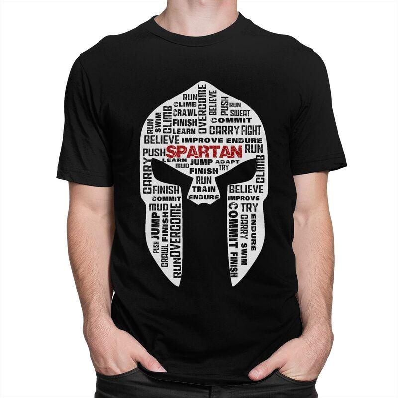 Мужская футболка с принтом шлема Spartan Race, с коротким рукавом, модная, дух Спарты, свободный крой, 100% хлопок, подарок