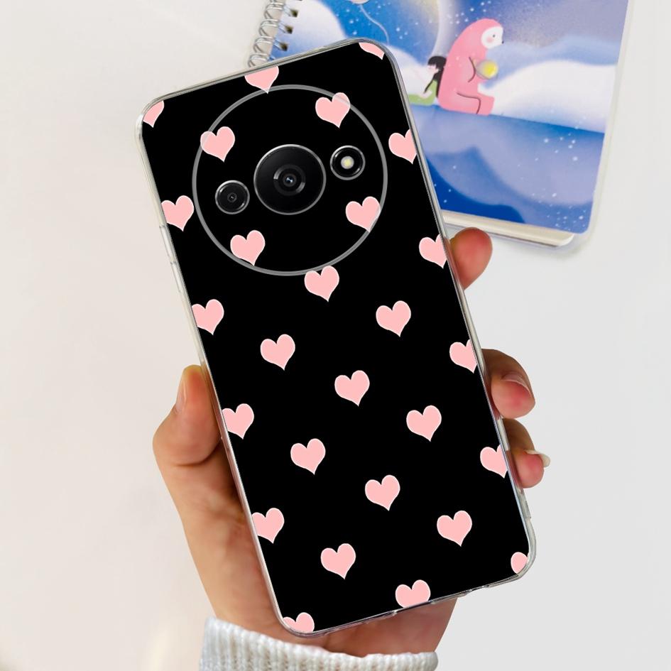 For Funda Xiaomi Redmi A3 Case 2024 Fashion Flower Transparent Silicone Soft TPU Phone Case For Xiomi Redmi A3 RedmiA3 4G Covers