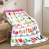 Alphabet letters paired with corresponding objects and images. for all seasons blanket lunch break throw gift