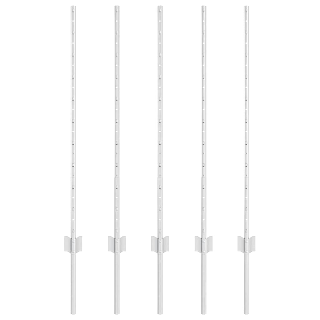 Embedded Fence Post 5 pcs Silver 140 cm