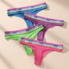 Европейский размер Сексуальные стринги с низкой посадкой Пояс с буквами Нить Женское нижнее белье Брифы Т-образные трусы Хлопок