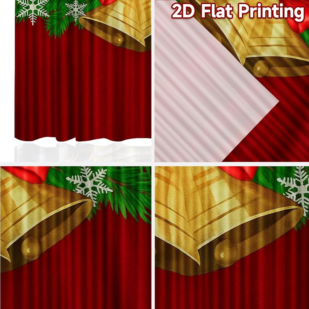 2pcs, 2D FLAT PRINTING Curtains (Without Rod) Festive Window Scene Festival Creative Curtains Versatile Polyester Curtains
