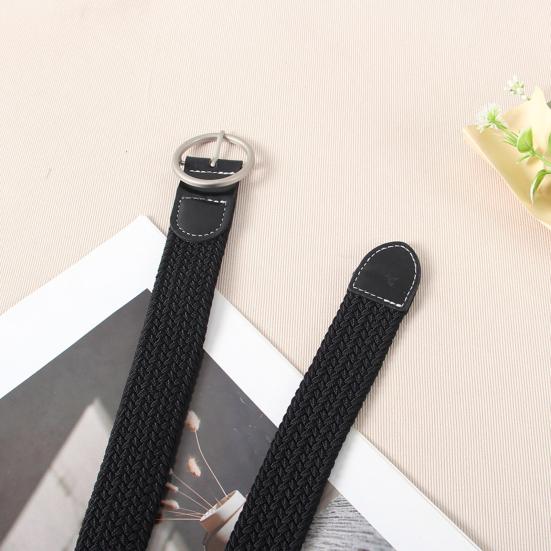 Women Canvas Jeans Belt No Punch-Free Design Wear-Resistant Braided Waistband Dress Shirt Tops Belt