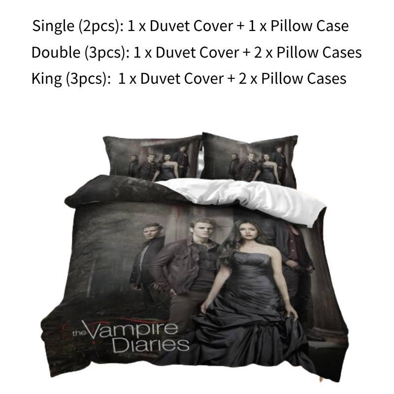 Комплект постельного белья с 3D-принтом «Дневник вампира», мягкий и прочный материал из полиэфирного волокна