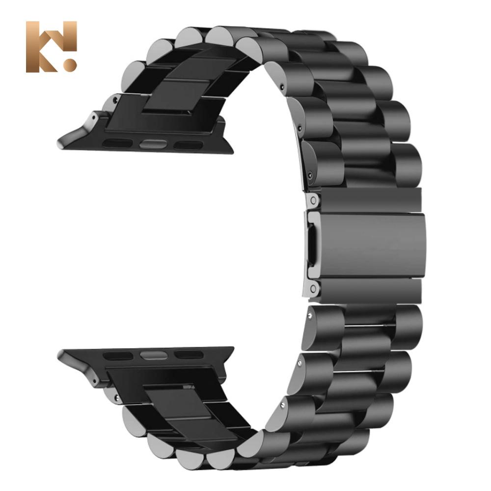 Keepwin Metal Material Solid Watch Band Mesh Wrist Metal Stainless Steel Watch Band Strap for Apple IWatch 9 8 7 6 5 4 3 2 1 SE