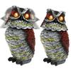 1/2Pcs Solar Owl Decoy Resin Pigeon Deterrent Owl Statue with Flashing Eyes and Rotating Head Garden Bird Scarer for Yard Lawn