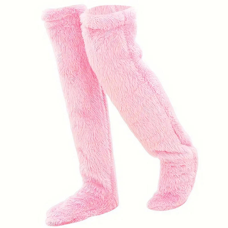 Горячие Пушистые Чулки до Бедра Teddy Legs Snuggle Длинные Лапки Пушистые Леггинсы Выше Колена Тапочки Волосатые Чулки
