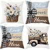 Rustic and Elegant Pillow Cover: Floral Basket, Retro Truck and Heart-warming Home Decoration, Sofa and Chair Cushion Cover