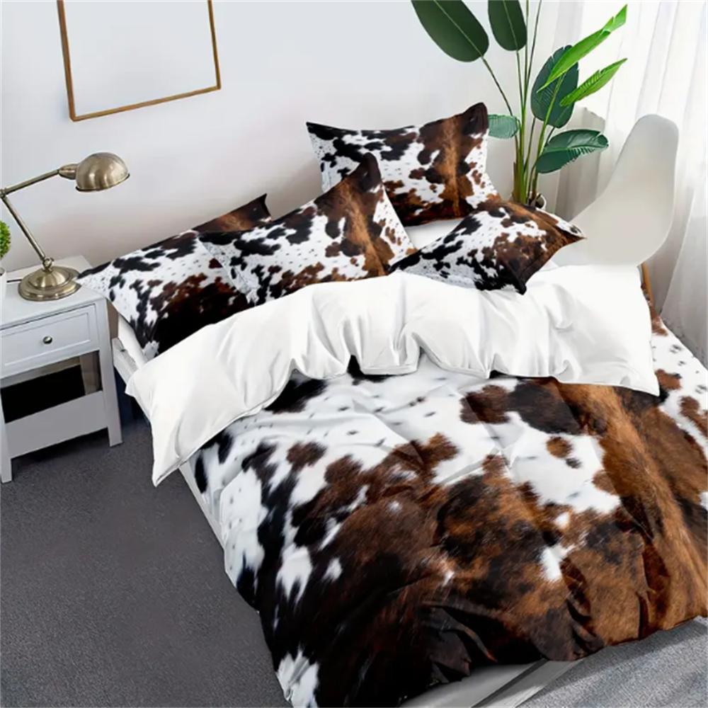 2/3pcs Ultra-Soft Cow Pattern Duvet Cover Set - Plush Comfort for Bedroom and Guest Room with 1 Duvet Cover and 1/2 Pillowcase